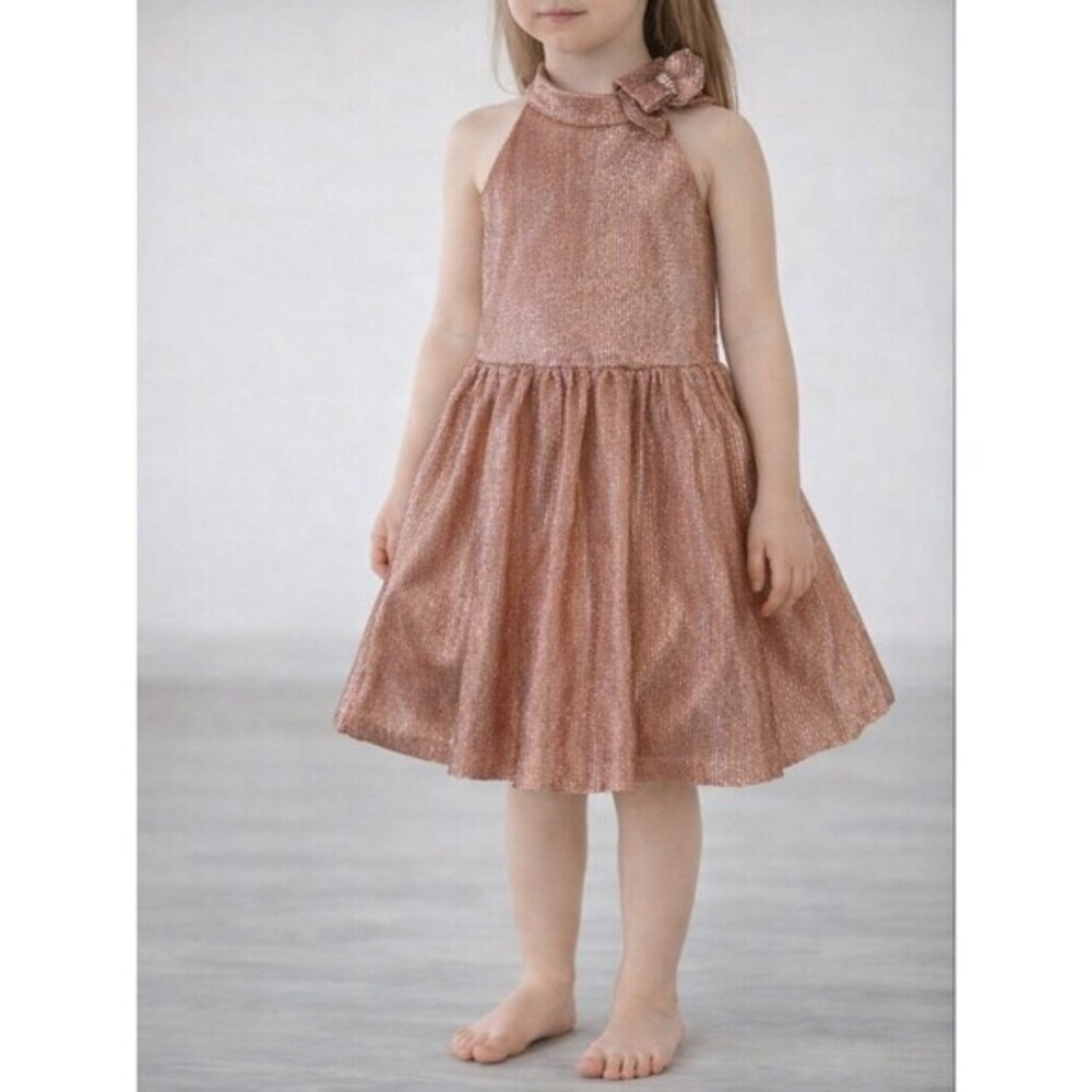 Zunie Metallic Rose Gold Girls Party Dress